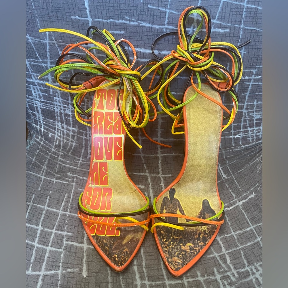 Miss Sixty Orange Lace-up Leather Heels